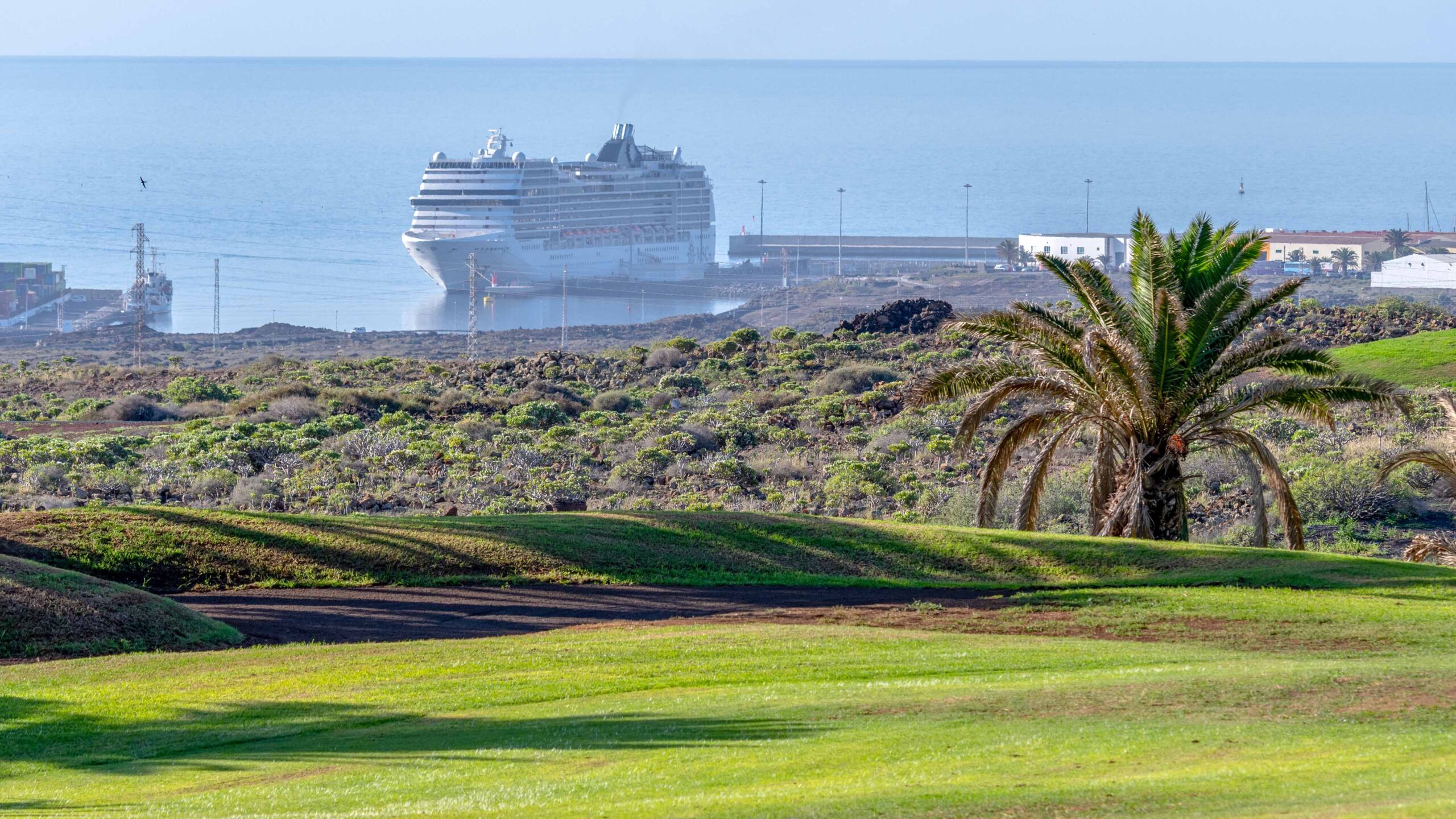 Golfplatz_Blick_auf_Kreuzfahrtschiff